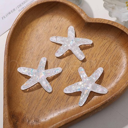 UV Plating Ocaen Theme Transparent Resin Cabochons CRES-D306-01A-1