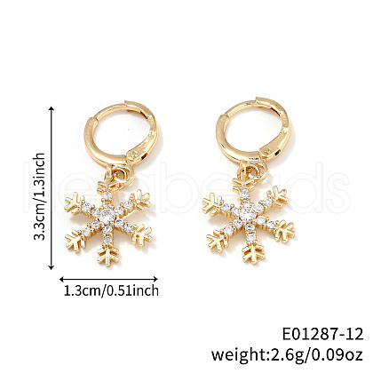 Elegant Brass Micro Pave Clear Cubic Zirconia Snowflake Hoop Earrings & Pendant Necklaces for Women ET8021-5-1