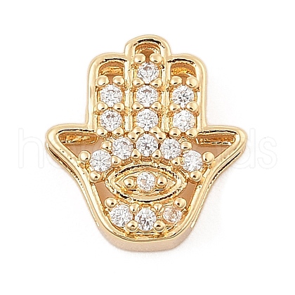 Brass Micro Pave Clear Cubic Zirconia Slide Charms ZIRC-I068-34G-1