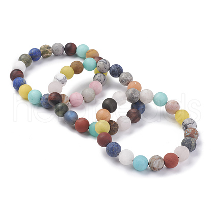 Natural Gemstone Beaded Stretch Bracelets BJEW-M007-02-1