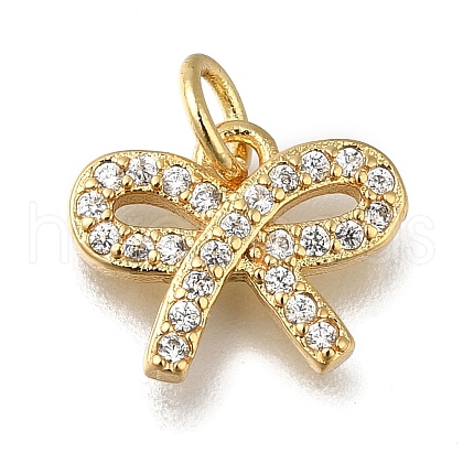 Rack Plating Brass Micro Pave Clear Cubic Zirconia Charms KK-G500-08G-1