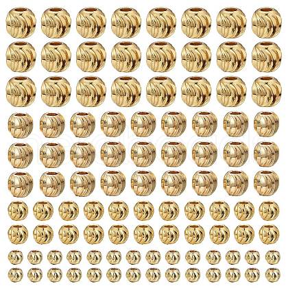 PVD Vacuum Plating Brass Corrugated Round Spacer Beads Set KK-LS0001-10C-G-1