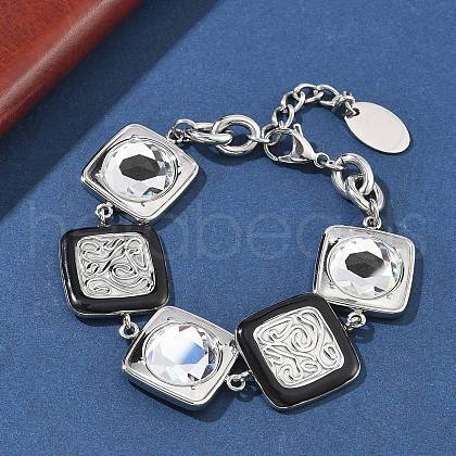 304 Stainless Steel Square Link Bracelets for Women BJEW-Z104-01P-1