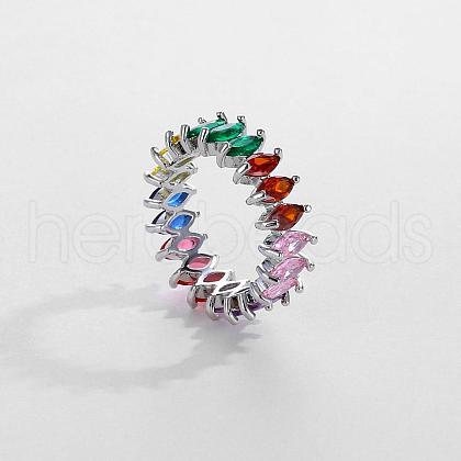 Fashionable Horse Eye Brass Micro Pave Cubic Zirconia Ring for Women VZ3036-10-1