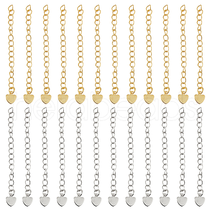 DICOSMETIC 40Pcs 2 Colors Rack Plating Brass Curb Chain Extender KK-DC0004-27-1
