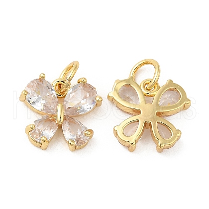 Rack Plating Brass Pave Clear Cubic Zirconia Butterfly Charms KK-Z026-03G-1