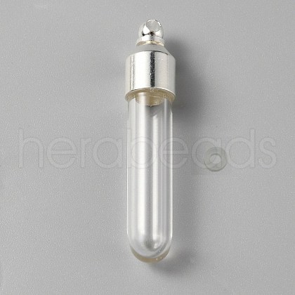 Clear Glass Tube Wish Bottle Pendants FIND-WH0002-46A-1