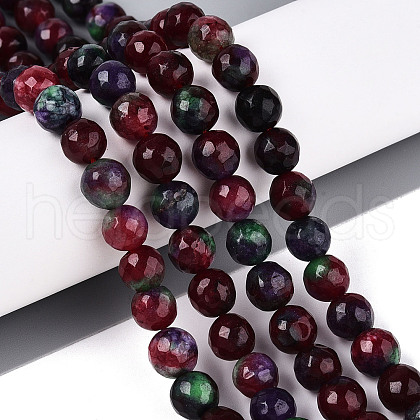 Dyed Natural White Jade Beads Strands G-T139-8mm-60-05-1