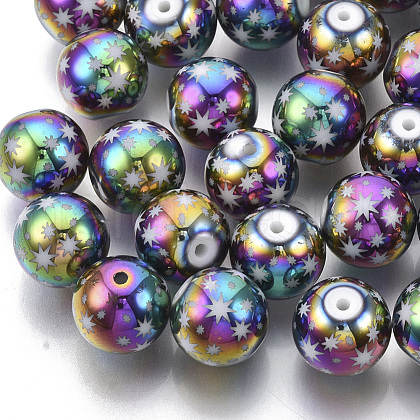 Christmas Electroplate Glass Beads EGLA-R113-07D-1
