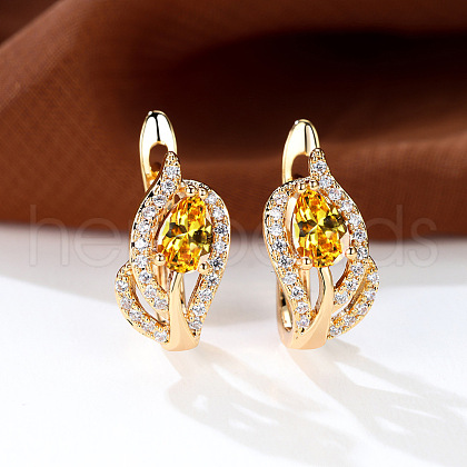 Brass Micro Pave Cubic Zirconia Hoop Earrings WG4C638-07-1