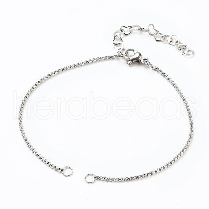 Tarnish Resistant 304 Stainless Steel Box Chains/Venice Chains Bracelets Making AJEW-JB00783-01-1