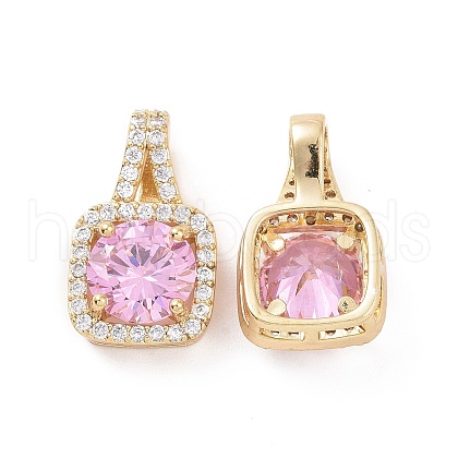 Brass Micro Pave Cubic Zirconia Pendants KK-E068-VC427-1