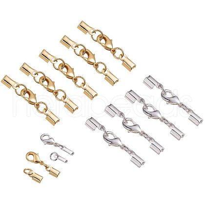 Rack Plating Brass Lobster Claw Clasps with Clip Ends KK-PH0035-34-WH-1