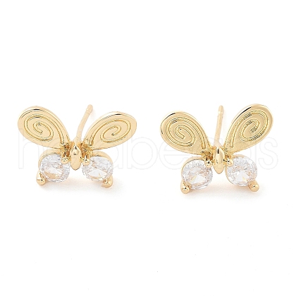 Butterfly Brass Stud Earrings EJEW-Q800-25KCG-1