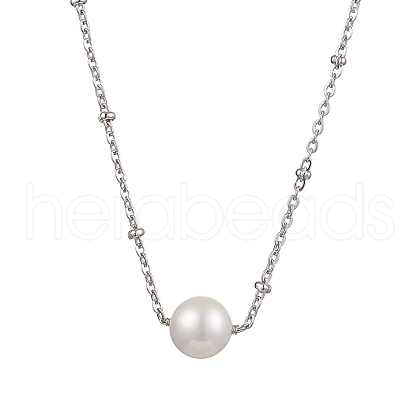 Mother's Day Jewellery Round Natural Cultured Freshwater Pearl Pendant Necklaces NJEW-JN04965-1