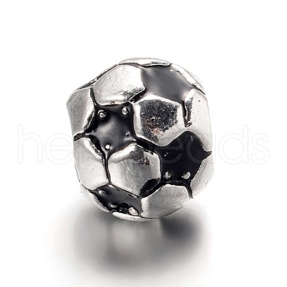 Large Hole Football Alloy Enamel European Beads X-MPDL-L013-02B-1