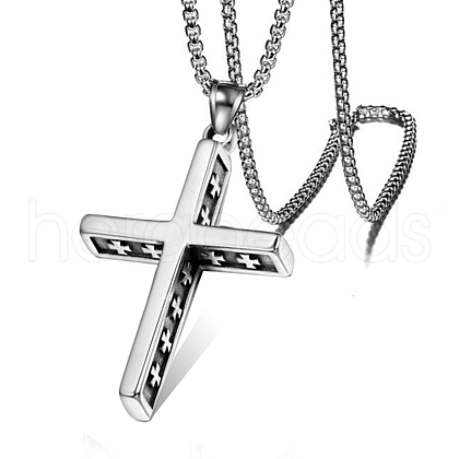 Tibetan Style Alloy Cross Pendant Necklaces PW23033086675-1