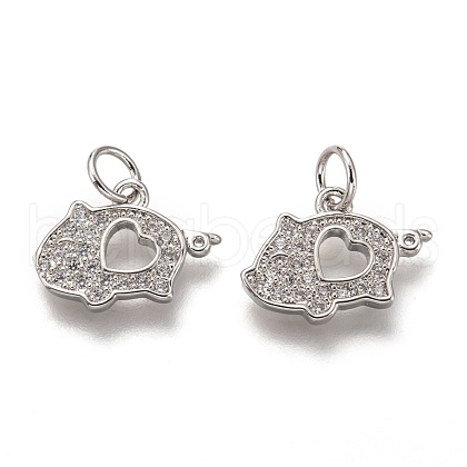 Brass Micro Pave Clear Cubic Zirconia Charms ZIRC-B002-50P-1