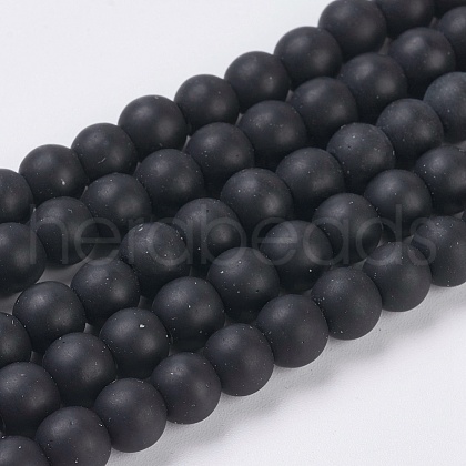 Black Stone Beads Strands G-G508-7-1