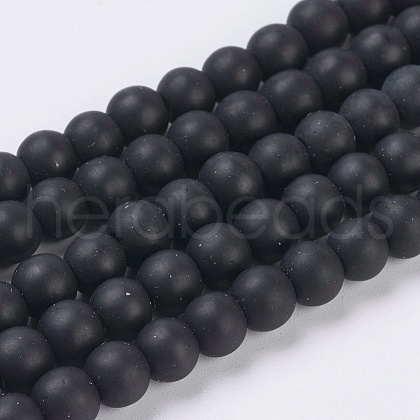 Synthetical Black Stone Beads Strands G-G508-7-1