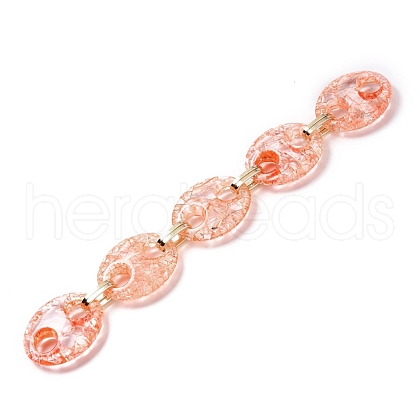 Handmade Crackle Acrylic Coffee Bean Chains AJEW-JB00836-01-1