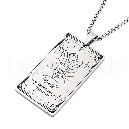 Non-Tarnish 201 Stainless Steel Rectangle with Constellation Pendant Necklaces NJEW-M223-02D-1