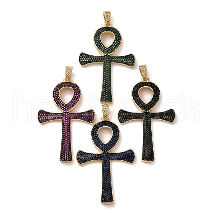 Brass Micro Pave Cubic Zirconia Big Pendants KK-U076-06G-1