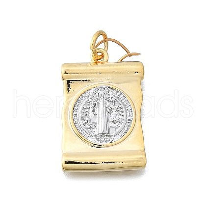 Brass Saint Benedict Medal Pendants KK-V010-01GP-02-1