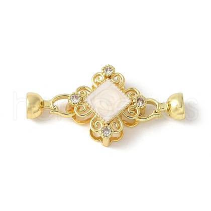 Brass Pave Clear Cubic Zirconia Fold Over Clasps KK-M320-06G-1