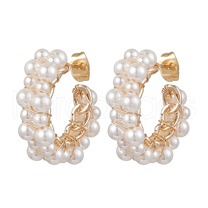 Shell Pearl Stud Earrings for Women EJEW-JE06346-1