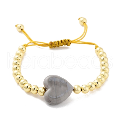 Handmade Lampwork Heart Bracelets BJEW-Q338-01I-1