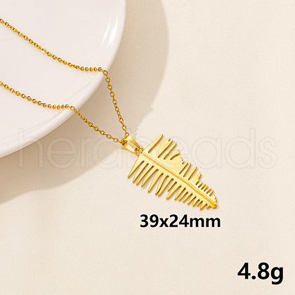 Stainless Steel Leaf Pendant Necklaces QM4235-8-1