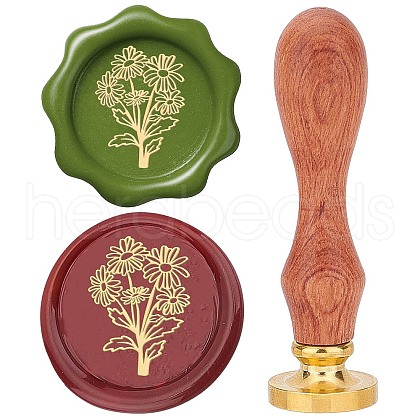 Brass Wax Seal Stamps with Wood Handle AJEW-WH0412-0105-1