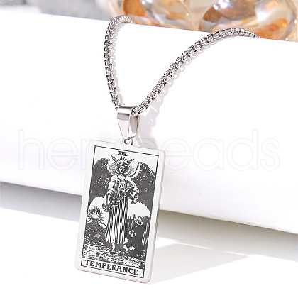 Retro Hip-hop 304 Stainless Steel Tarot Pendant Necklaces for Men FS-WGEC43A-01-1