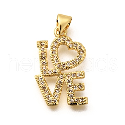 Rack Plating Brass Micro Pave Cubic Zirconia Pendants KK-L226-013G-1