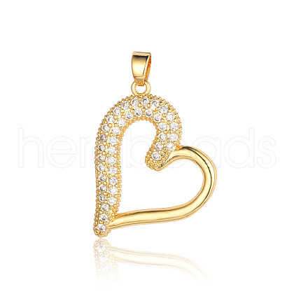 Brass Micro Pave Clear Cubic Zirconia Pendants ZIRC-OY001-18G-1