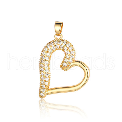 Brass Micro Pave Clear Cubic Zirconia Pendants ZIRC-OY001-18G-1