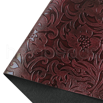 Embossed Flower Pattern Imitation Leather Fabric PW-WG18445-05-1