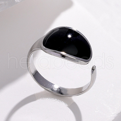 Oval 304 Stainless Steel Enamel Cuff Rings FS-WGAC0F3-01-1
