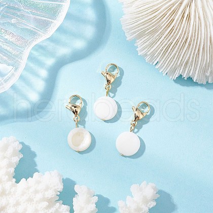 Natural Freshwater Shell Pendant Decoration HJEW-JM03450-1