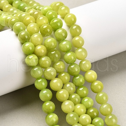 Natural Dyed Yellow Jade Gemstone Bead Strands X-G-R271-8mm-Y12-1