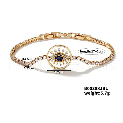 Elegant Adjustable Evil Eyes Brass Cubic Zirconia Link Chain Bracelets TQ4960-1-1