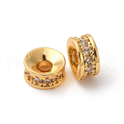 Brass Micro Pave Cubic Zirconia Beads KK-F898-09G-1