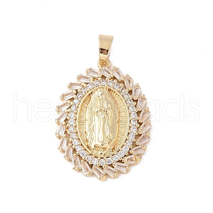 Brass Clear Cubic Zirconia Pendants KK-Z050-28G-01-1
