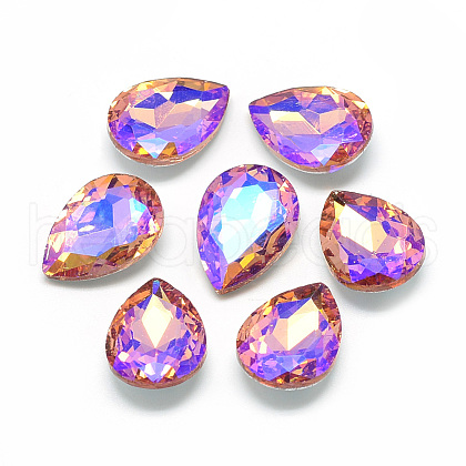 Pointed Back Glass Rhinestone Cabochons RGLA-T017-13x18mm-04-1