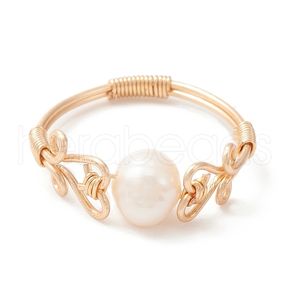 Mother's Day Jewellery Natural Pearl Finger Ring RJEW-JR00580-1