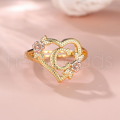 Heart with Flower Hollow Out Brass Finger Rings FS-WG99C3E-29-1