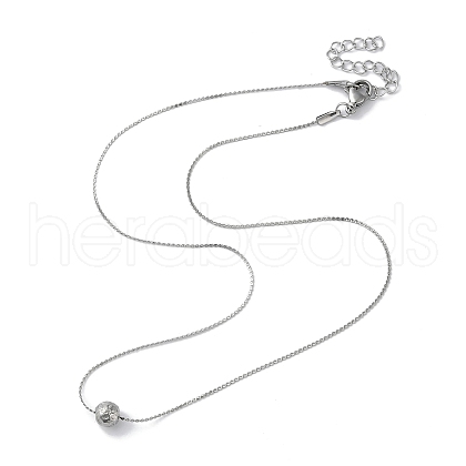 Non-Tarnish 304 Stainless Steel Round Ball Pendant Necklaces for Women NJEW-D056-01A-01P-1