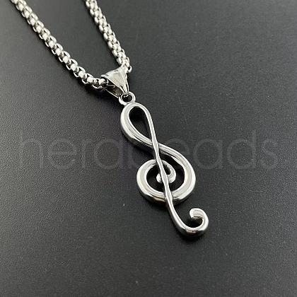 Fashionable Punk Rock Music Note Stainless Steel Pendant Necklaces NS7929-1