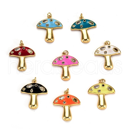 Autumn Theme Real 18K Gold Plated Brass Micro Pave Cubic Zirconia Pendants ZIRC-L100-019-G-1